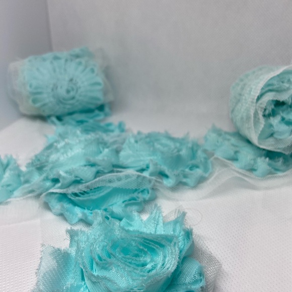 Lot of 21 Pastel Blue shabby flowers headbands NEW - Picture 2 of 4